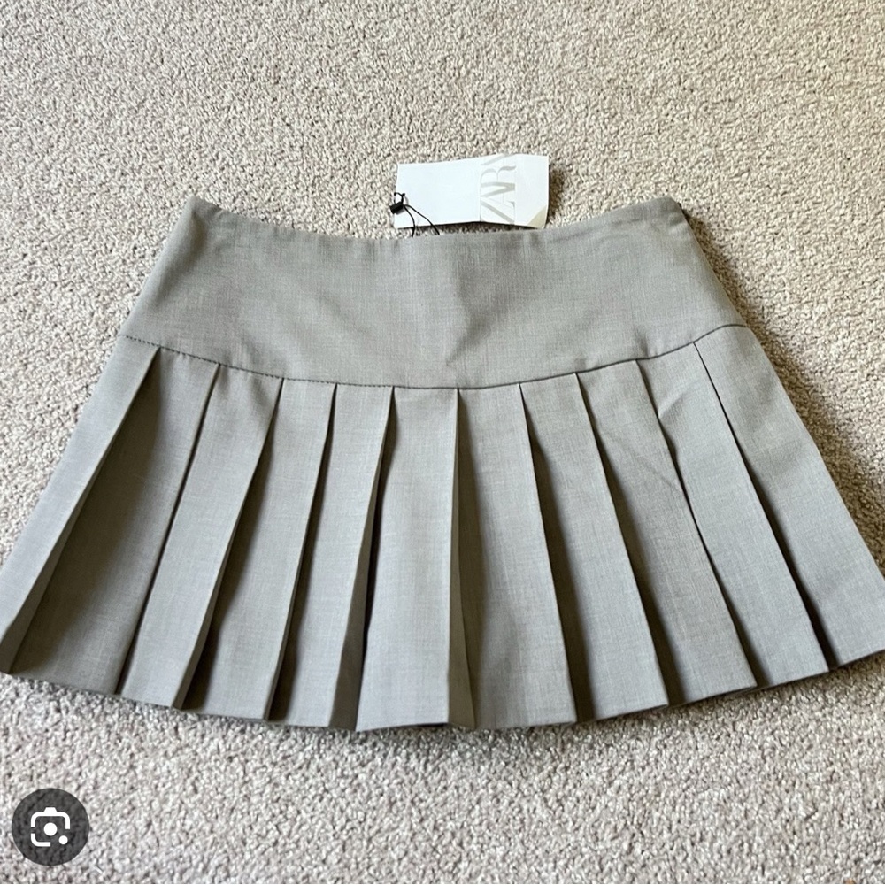 Zara Taupe Pleated Mini Skirt